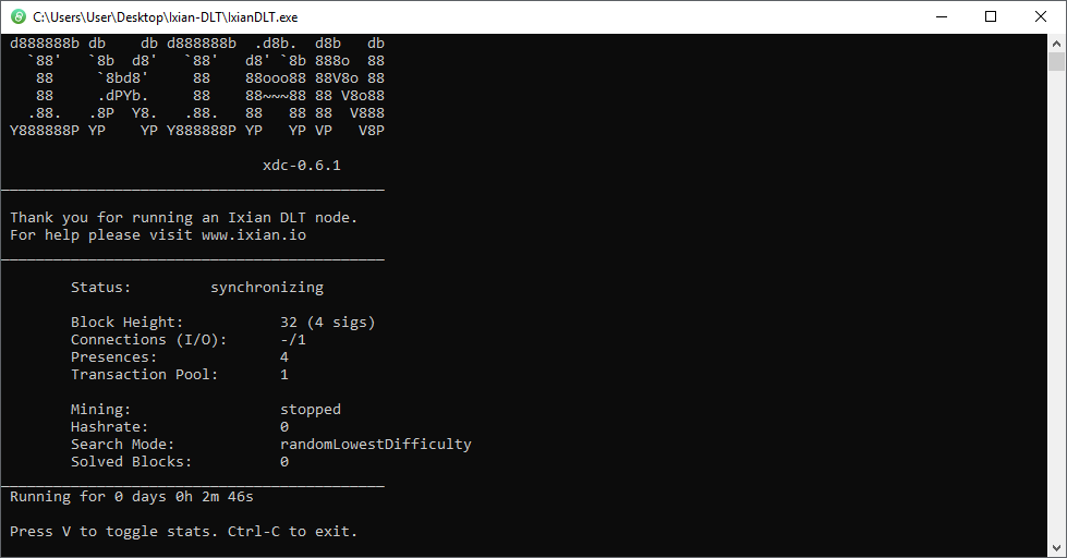 Ixian Console Output