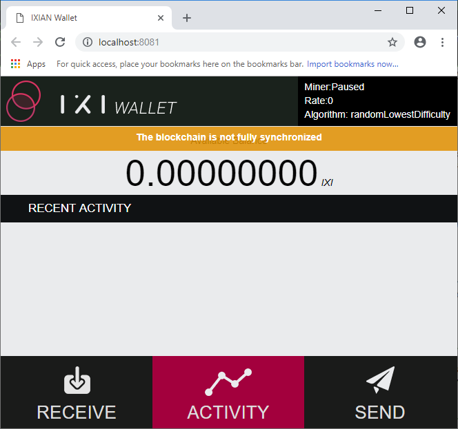 Ixian Built-In Wallet